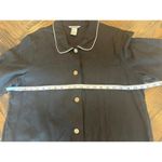 Stonebridge Linen Button Shirt Women 1X Animal Embroidered Grandma Neutral VTG Black Photo 3