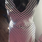 Loft  v-neck black and white size 6 skater dress Photo 0