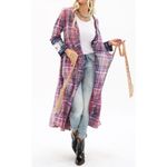 Aratta Silent Journey Boho Plaid Purple Pink Wrap Dress Size XS Photo 2