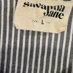 savanna jane small blue white stripe emroidered floral baby doll top large Photo 2