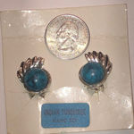 Faux Indian Turquoise Handset Silver Tone Vintage Boho Retro Clip On Earrings Blue Photo 1