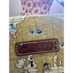 Travel by Sharif Map Print Shoulder Crossbody Bag Tan Yellow Leather Trim RARE Photo 3