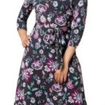 Leota  size large black floral knee length dress tie waist stitch fix faux wrap Photo 0