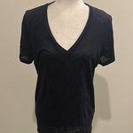 J.Crew NWT Navy Linen V Neck Tee Sz M Photo 0