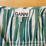 Ganni  Green and White Peplum Top Photo 2