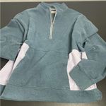 Pact Women's Organic Cotton 1/4 Zip Sweatshirt Jacket Mock Neck Green Purple XL Photo 4