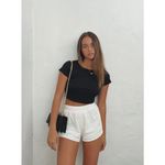 Princess Polly  Black Ribbed Classic Cropped Tee Photo 4