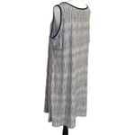 Elle  Women's Shift Dress Cold Shoulder Short Sleeve Striped Midi Large Navy Blue Photo 3