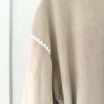 VICI Beige Fleece Scallop White Whipstitch Belted Cardigan Jacket Wrap Large Photo 10