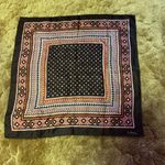 Vintage Echo Silk Scarf Geometric Diamond Print Brown Rust Square Photo 4