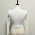 NVGTN Off White Ribbed Long Sleeve Turtleneck Form Fitting Crop Top Medium NWT Photo 4