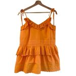 Anthropologie X MARE MARE Josephine Ruffle Eyelet Lace Trim Top Orange Size S Photo 7