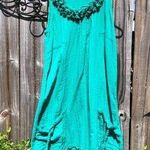 Sundance  S Green Cotton Dress Coverup Ruffle neckline Photo 0