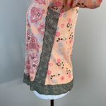 J. Jill Full Zip Jacket Top Small Sheer Vintage Floral Lace Mesh Hooded Womens S Pink Photo 8