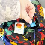 Farm Rio Georgette Tropical Puff Sleeve V-Neck Ruffle Maxi Dress Black Medium Photo 2