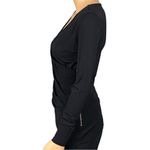 Ann Taylor black jersey surplice blouse with ruching & side zipper Small EUC Photo 4