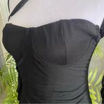 Sorelle UK Black Ruched Sheer Long Sleeve Mini Dress Slinky Bodycon HoCo M new Size M Photo 6