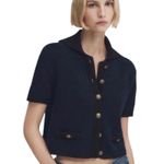 Massimo Dutti Cardigan textured black navy knit sweater Size S Photo 0