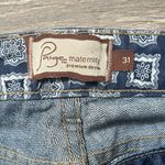 Paige Maternity Adjustable Waist Straight Leg Dark Distressed Denim Blue Jean 31 Photo 3