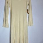 Caara NWT Cream Ribbed Knit High Neck Sweater Dress Wool Blend Size Medium Photo 9