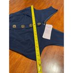 Nina Leonard NWT  Navy Blue Jersey Button Front Wide Leg Jumpsuit 1X Casual Party Photo 2