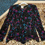 Vintage Stenay embellished long sleeve top sz large‎ Black Photo 0
