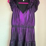 Adelyn Rae  Barbara Metallic Purple Ruffled Tiered Midi Party Dress S Photo 4