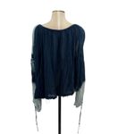 Free People  Embroidered Peasant Top Blouse Long Sleeve Blue Size Medium Photo 6