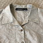 Impressions  Gray Crinkle Button Down Long Sleeve Top Photo 2