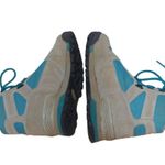Vasque VTG Hiking Boots Teal Blue Beige Suede Padded Cuff Ankle Lace Up Trail 9 Photo 4