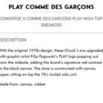Converse X Comme des Garçons PLAY High Top Chuck 70 Unisex Sneakers Women’s 7 Photo 15