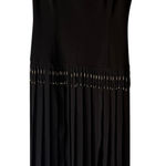 STAL Vintage Black Midi Dress 6 Pleated Skirt Beaded Hem Gold Coin Detail USA Photo 0