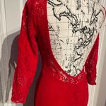 Moda International Women's S Red Lace Sheath Dress Long Sleeve Vintage Lace Colorful Backless Sheath Shift Open Back Photo 3