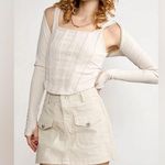 J.ING Jing Nude Long Sleeve Crop Top Size SM NWT Tan Photo 0