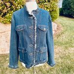 Berek 2 Rhinestone & Cameo Button Jean Jacket By Takako Sakon Size XL Blue Photo 4