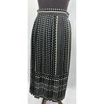 Who What Wear Polka Dot Pleated Midi Skirt Black Cream Size 2 Photo 4