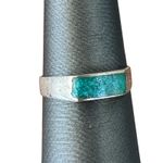Vintage Mexican Sterling Silver Turquoise Bar Ring Size 6 Photo 0
