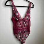 Victoria's Secret  VS Size Small Burgundy Floral Lace Bodysuit Teddy Lingerie Photo 1