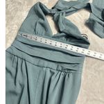 Bebe  Jumpsuit Women's Medium Light Green Halter Wide Leg Open Back Long Photo 8