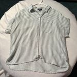 Velvet Heart Women’s White & Green Striped Button-Down Blouse Photo 0