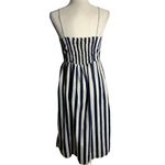 Style House  Button Up Midi Dress M Blue White Striped Pockets Adjustable Straps Photo 3