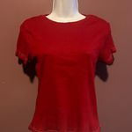 SheIn New Red Ribbed Short Sleeve Top Size Medium Photo 0