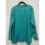J. Jill Love Linen Essential Shirt Button Up Long Sleeve Green Turquoise Large L Photo 3