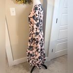 Eliza J Pink and Navy Floral Faux Wrap 3/4 Sleeve Tiered Midi Dress Sz 12 Photo 9