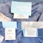 Comfort Colors Vtg Paisley Blue Pullover Top Textured Comfort Corner Long Sleeve Spread Collar Photo 7