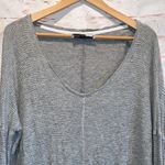 Anthropologie Saturday Sunday Anthro v neck raw hem thermal waffle knit S pullover grey top Photo 1