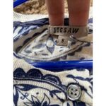 Jigsaw White Allover Navy Blue Floral Geometric Button Front Cardigan Sweater Photo 8