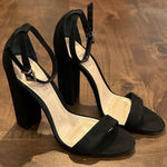 Schutz  Black Suede Block Heel Ankle Strap Heels Size 9 Photo 0