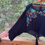 Free People  Up And Away Embroidered Top In Indigo Blue Size L Photo 3