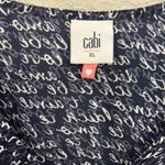 CAbi Womens XL V Neck Love Script Print Top Te Amo Balloon Sleeve Blue White Photo 7